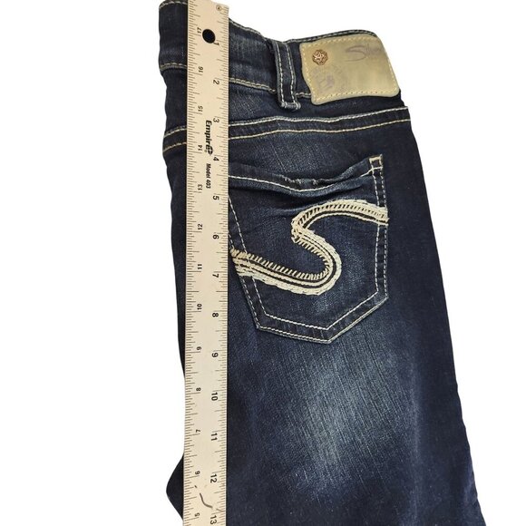 Silver Jeans Co Suki Bermuda Shorts W31/L11 Womens Dark Wash Stretch Distressed - Picture 6 of 16